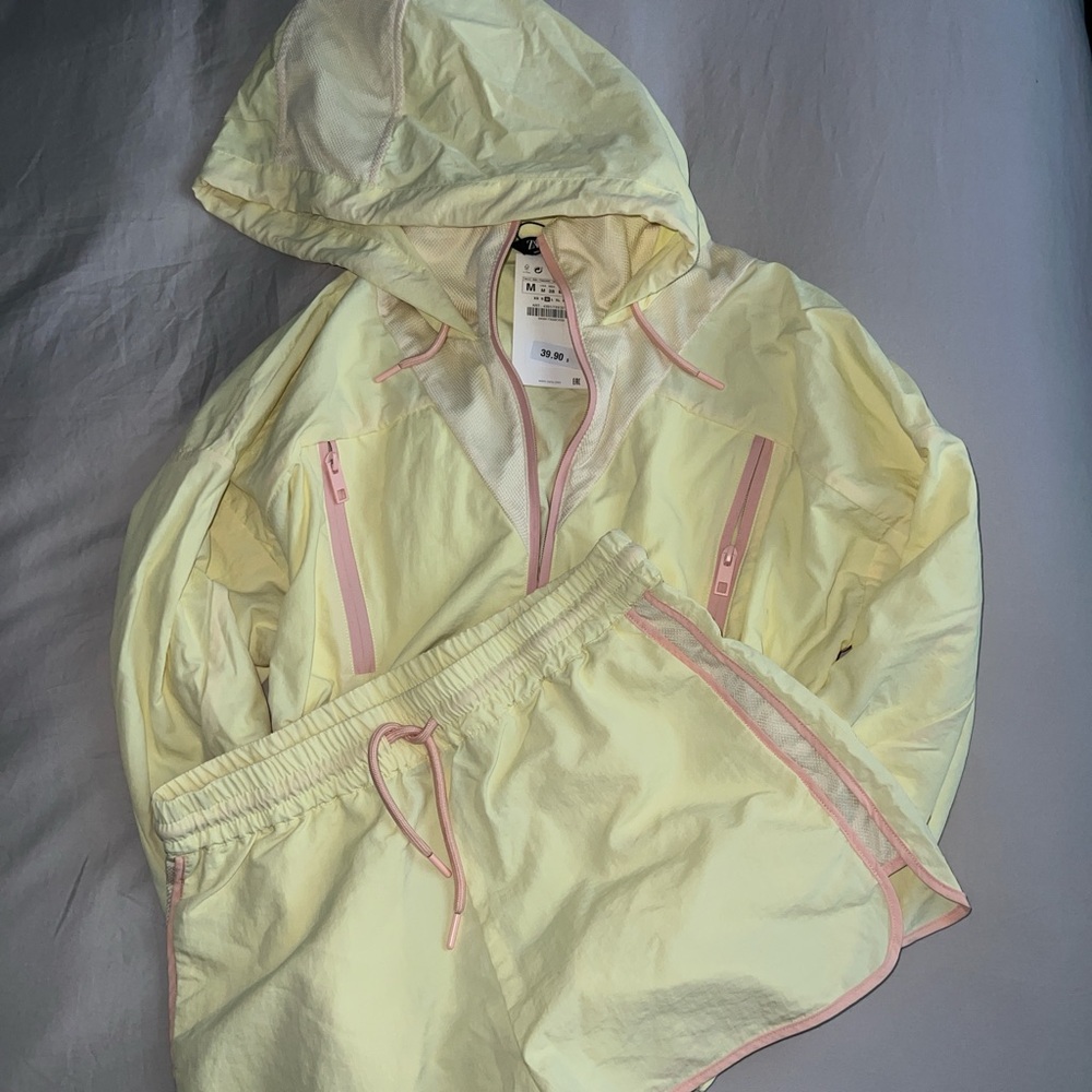 Zara Yellow and Pink Hooded Jacket